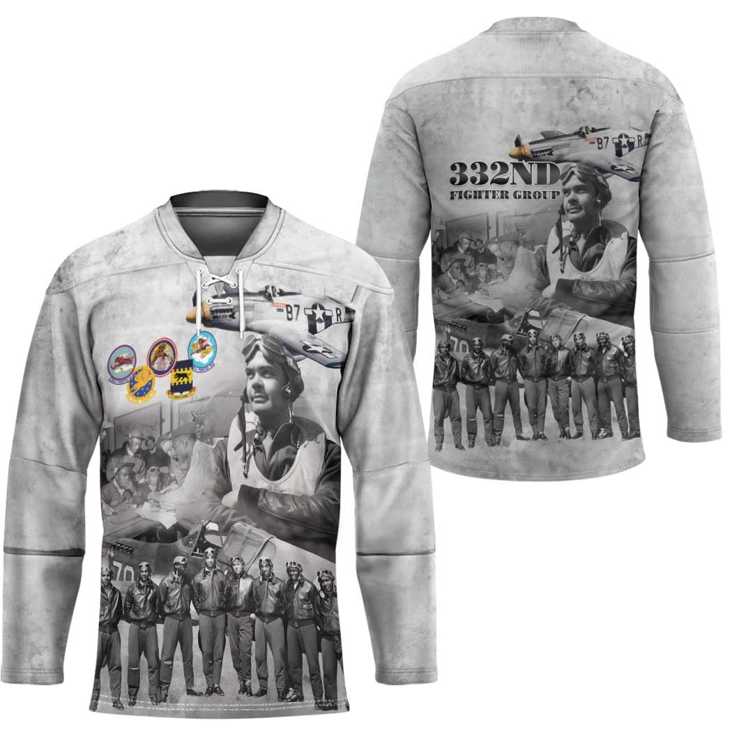 Red Tails Aviators Hockey Jersey WWII Heroes Tribute Retro Style - Wonder Print Shop