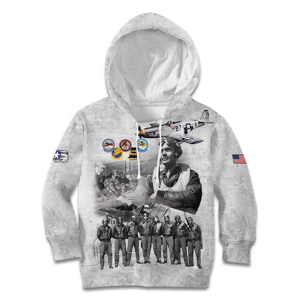 Red Tails Aviators Kid Hoodie WWII Heroes Tribute Retro Style - Wonder Print Shop