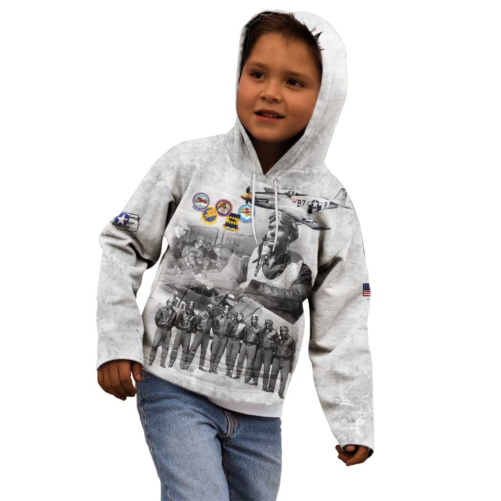 Red Tails Aviators Kid Hoodie WWII Heroes Tribute Retro Style - Wonder Print Shop