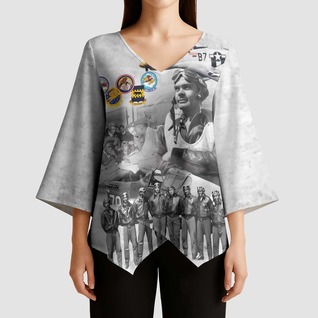 Red Tails Aviators Kimono Sleeve Blouse WWII Heroes Tribute Retro Style - Wonder Print Shop