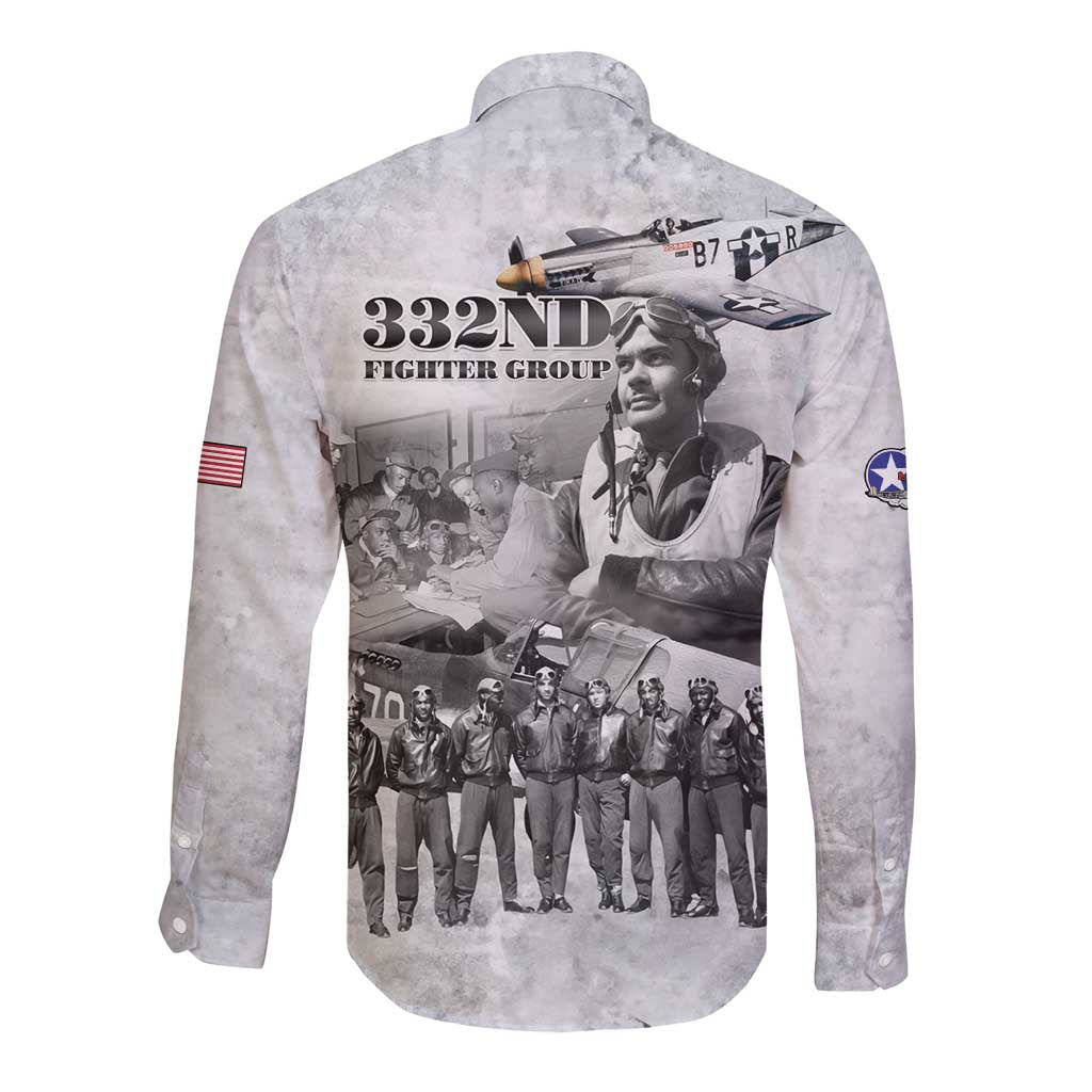 Red Tails Aviators Long Sleeve Button Shirt WWII Heroes Tribute Retro Style - Wonder Print Shop