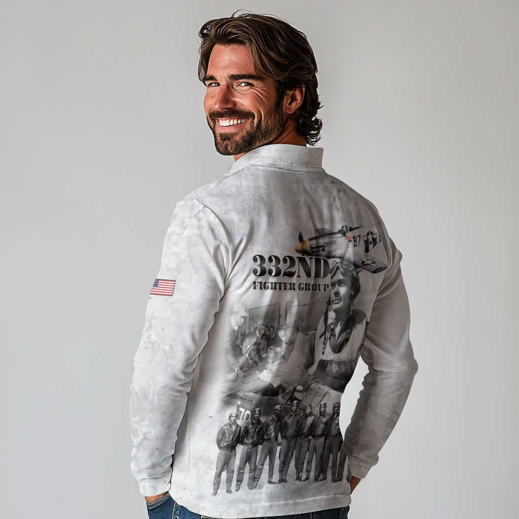Red Tails Aviators Long Sleeve Polo Shirt WWII Heroes Tribute Retro Style - Wonder Print Shop