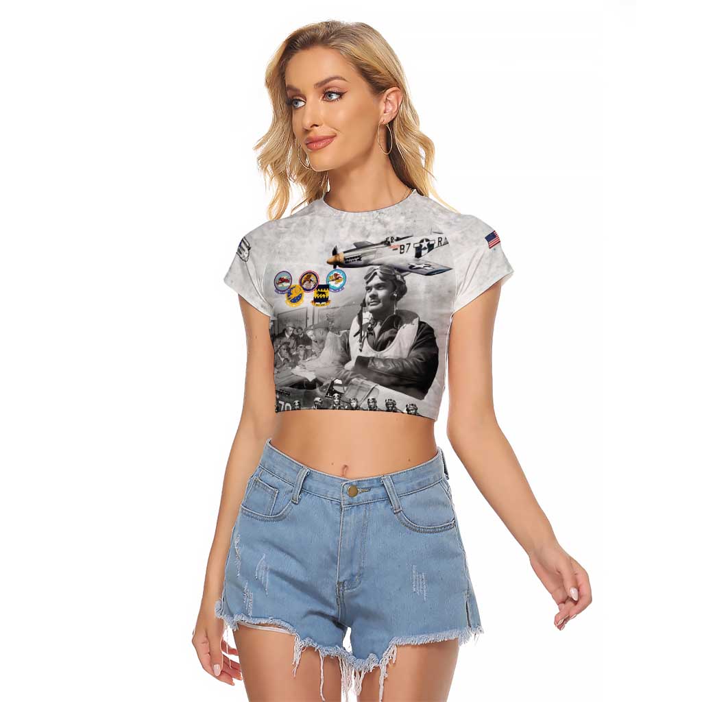 Red Tails Aviators Raglan Cropped T Shirt WWII Heroes Tribute Retro Style - Wonder Print Shop