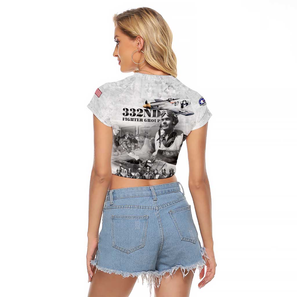Red Tails Aviators Raglan Cropped T Shirt WWII Heroes Tribute Retro Style - Wonder Print Shop