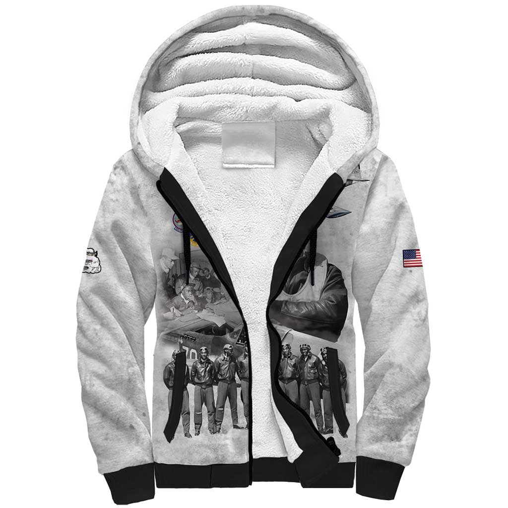 Red Tails Aviators Sherpa Hoodie WWII Heroes Tribute Retro Style - Wonder Print Shop