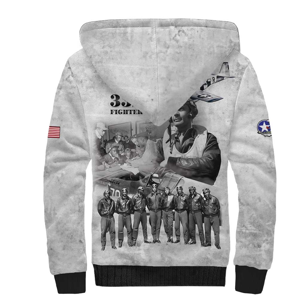 Red Tails Aviators Sherpa Hoodie WWII Heroes Tribute Retro Style - Wonder Print Shop