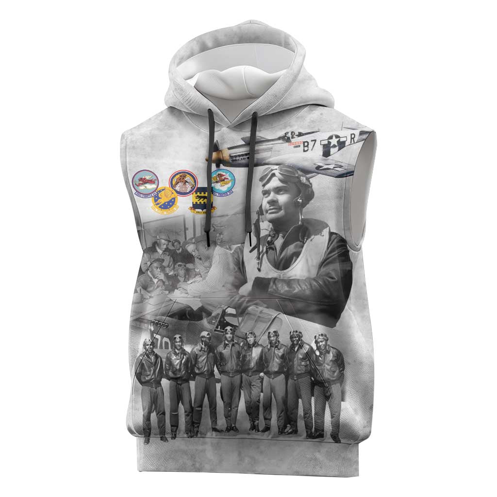 Red Tails Aviators Sleeveless Hoodie WWII Heroes Tribute Retro Style - Wonder Print Shop