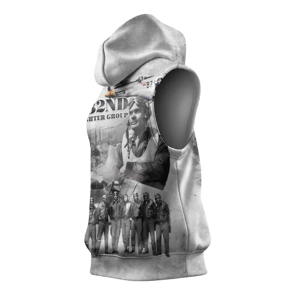 Red Tails Aviators Sleeveless Hoodie WWII Heroes Tribute Retro Style - Wonder Print Shop