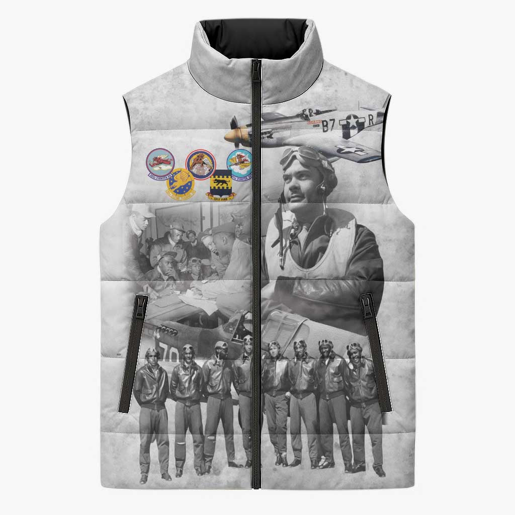 Red Tails Aviators Sleeveless Puffer Jacket WWII Heroes Tribute Retro Style - Wonder Print Shop