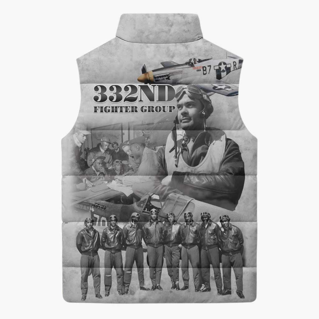 Red Tails Aviators Sleeveless Puffer Jacket WWII Heroes Tribute Retro Style - Wonder Print Shop