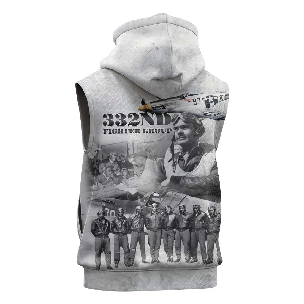 Red Tails Aviators Sleeveless Zip Hoodie WWII Heroes Tribute Retro Style - Wonder Print Shop