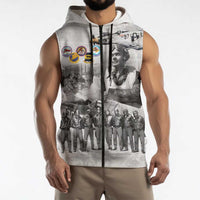 Red Tails Aviators Sleeveless Zip Hoodie WWII Heroes Tribute Retro Style - Wonder Print Shop