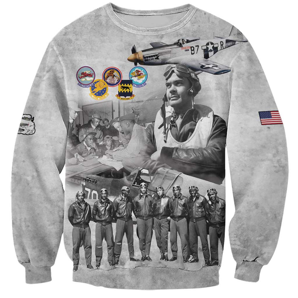 Red Tails Aviators Sweatshirt WWII Heroes Tribute Retro Style - Wonder Print Shop