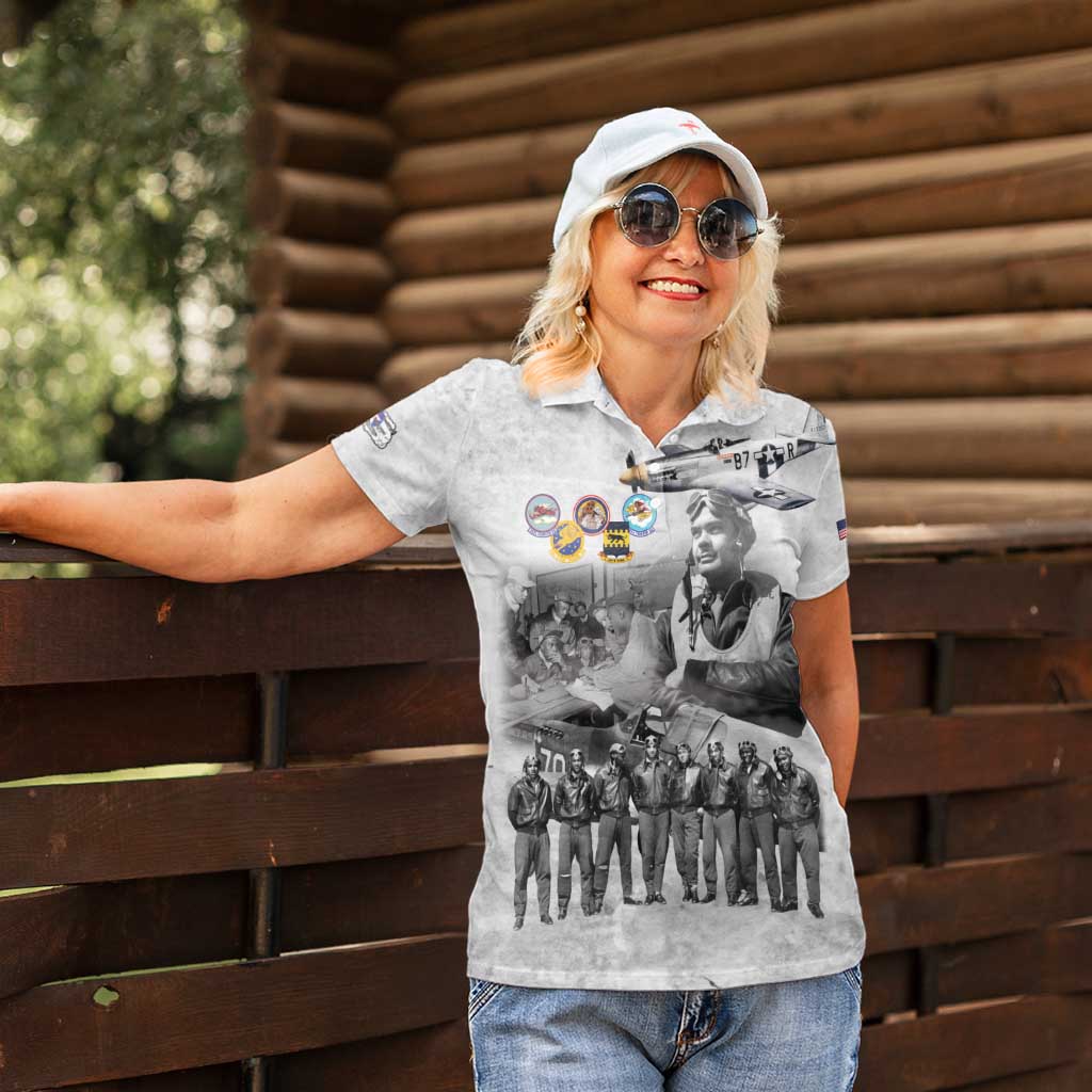 Red Tails Aviators Women Polo Shirt WWII Heroes Tribute Retro Style - Wonder Print Shop