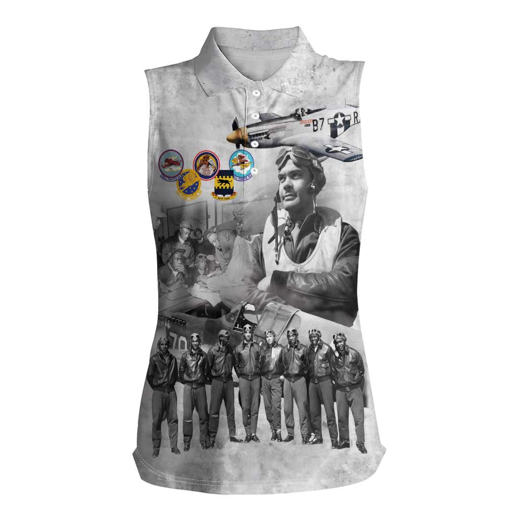 Red Tails Aviators Women Sleeveless Polo Shirt WWII Heroes Tribute Retro Style - Wonder Print Shop