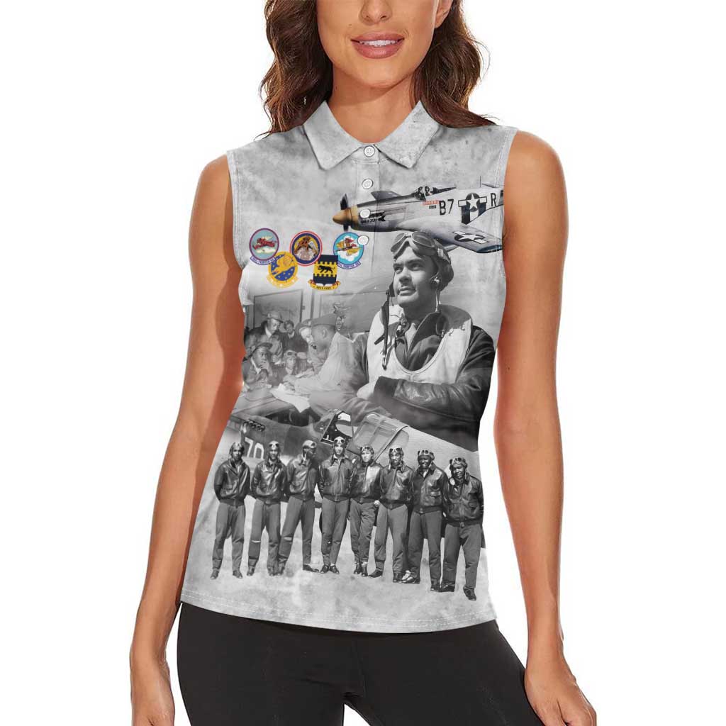 Red Tails Aviators Women Sleeveless Polo Shirt WWII Heroes Tribute Retro Style - Wonder Print Shop