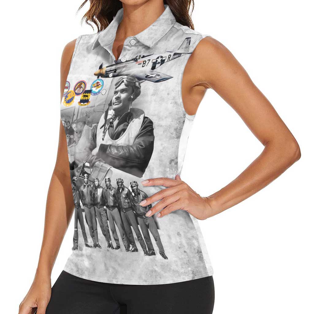 Red Tails Aviators Women Sleeveless Polo Shirt WWII Heroes Tribute Retro Style - Wonder Print Shop