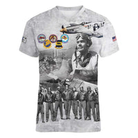 Red Tails Aviators Women V-Neck T-Shirt WWII Heroes Tribute Retro Style - Wonder Print Shop