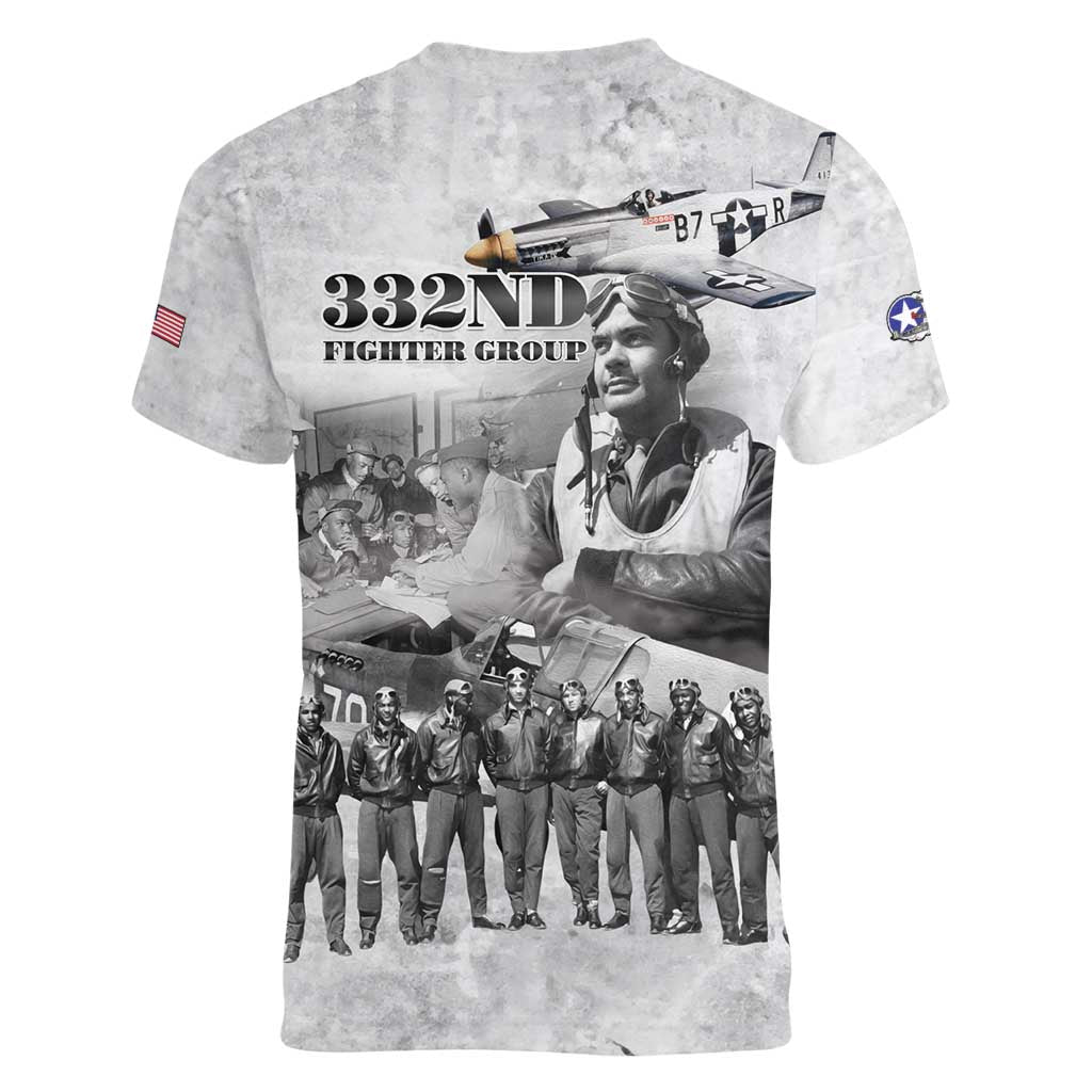 Red Tails Aviators Women V-Neck T-Shirt WWII Heroes Tribute Retro Style - Wonder Print Shop