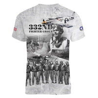 Red Tails Aviators Women V-Neck T-Shirt WWII Heroes Tribute Retro Style - Wonder Print Shop