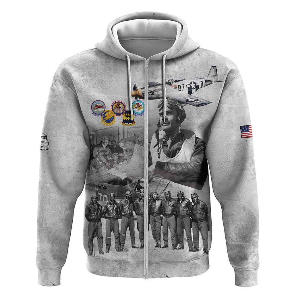 Red Tails Aviators Zip Hoodie WWII Heroes Tribute Retro Style - Wonder Print Shop