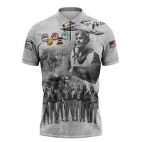 Red Tails Aviators Zipper Polo Shirt WWII Heroes Tribute Retro Style - Wonder Print Shop