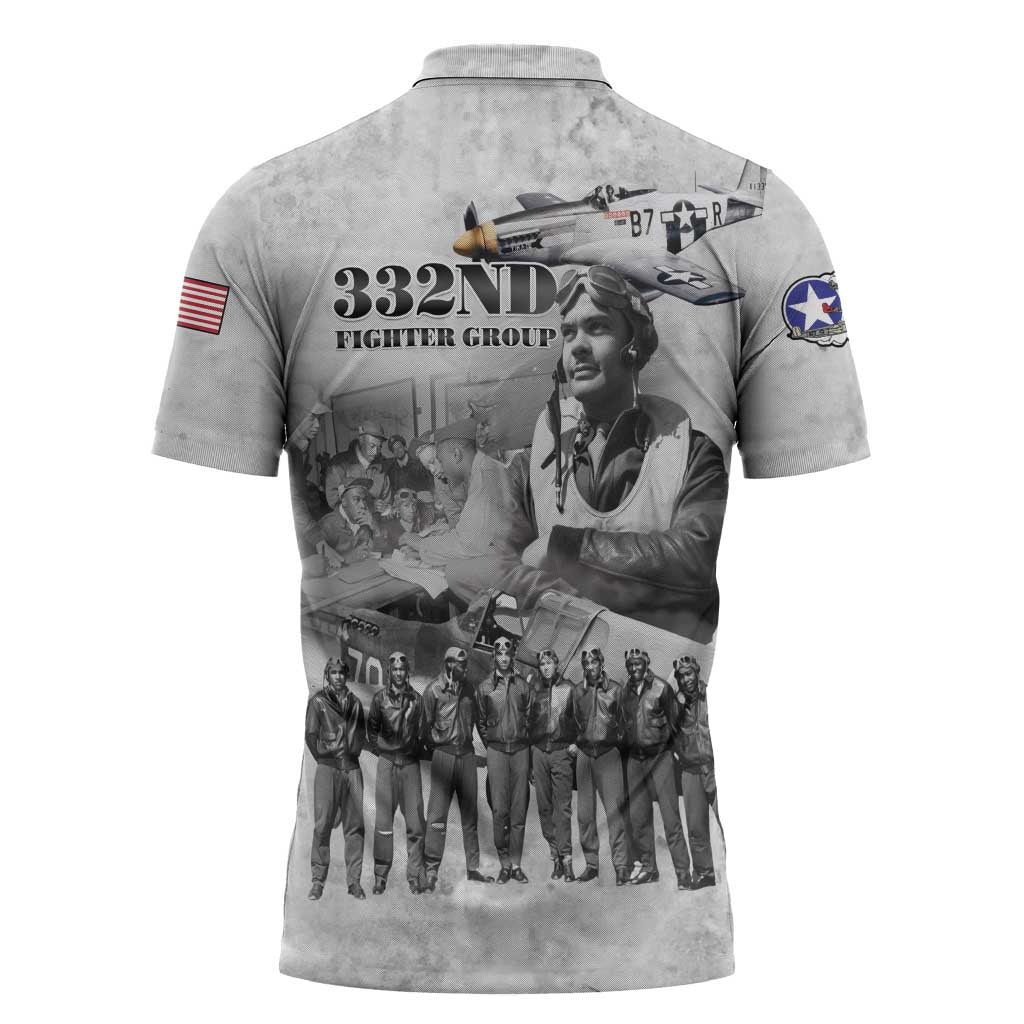 Red Tails Aviators Zipper Polo Shirt WWII Heroes Tribute Retro Style - Wonder Print Shop