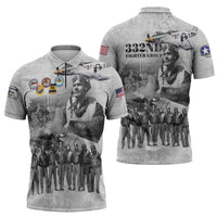 Red Tails Aviators Zipper Polo Shirt WWII Heroes Tribute Retro Style - Wonder Print Shop