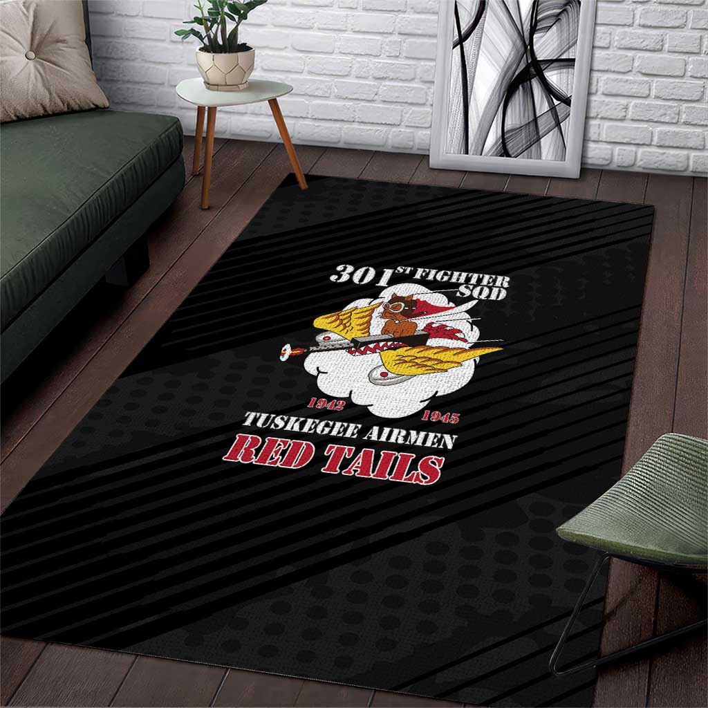Tuskegee Airmen Red Tails Area Rug 301st Fighter Squadron - Black - Wonder Print Shop