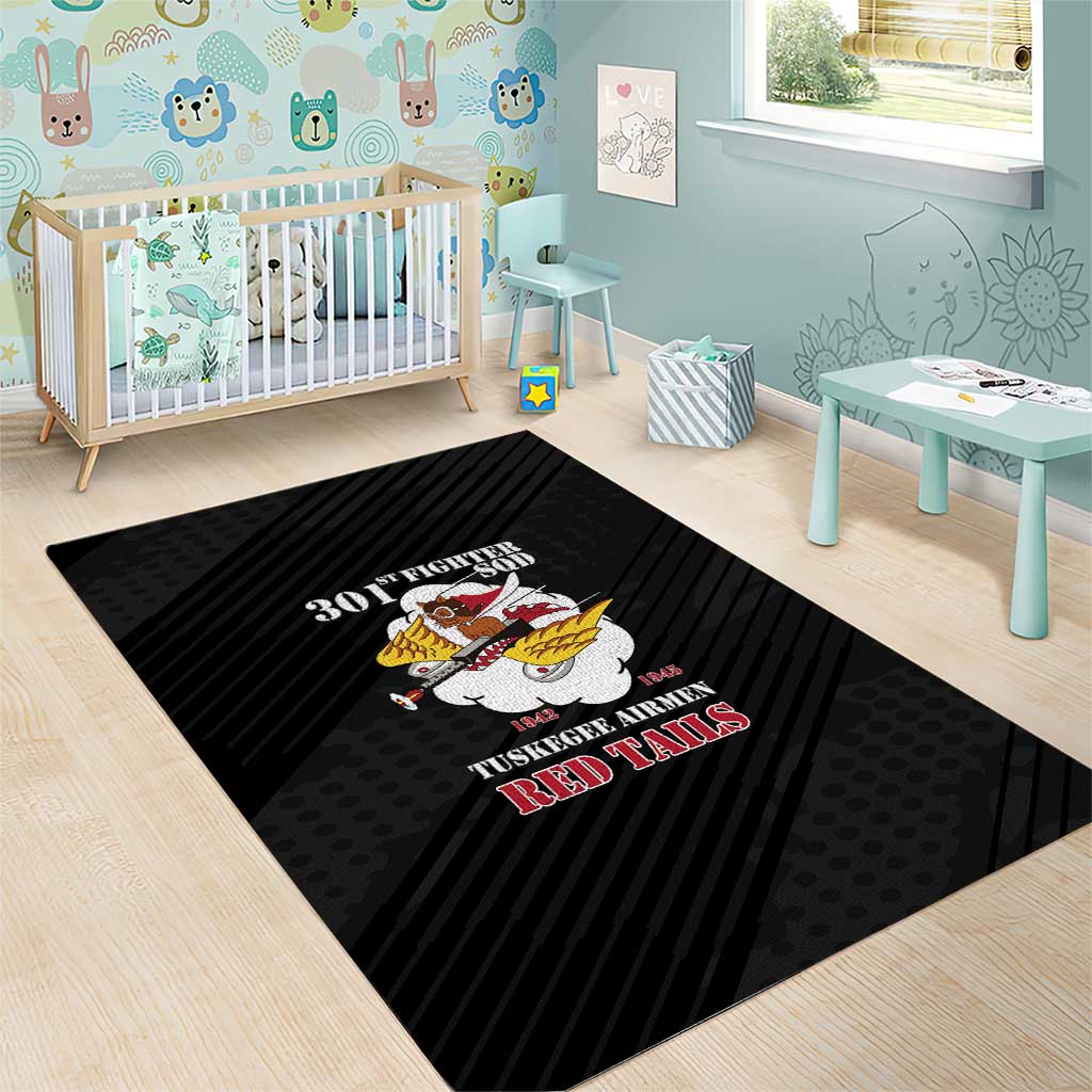 Tuskegee Airmen Red Tails Area Rug 301st Fighter Squadron - Black - Wonder Print Shop