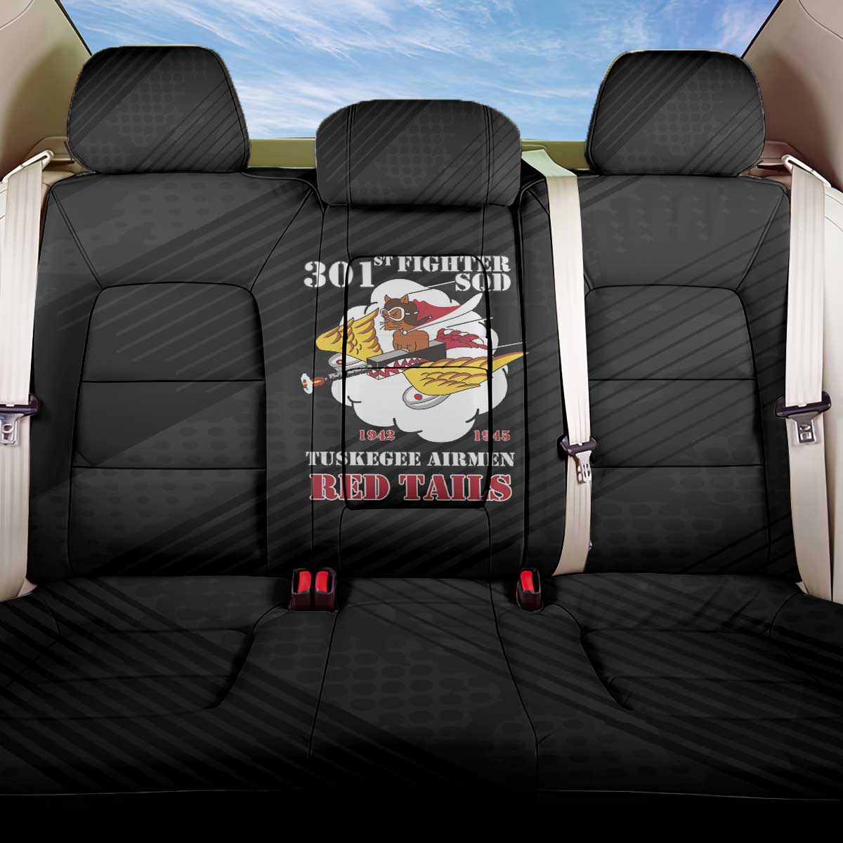 Tuskegee Airmen Red Tails Back Car Seat Cover 301st Fighter Squadron - Black - Wonder Print Shop