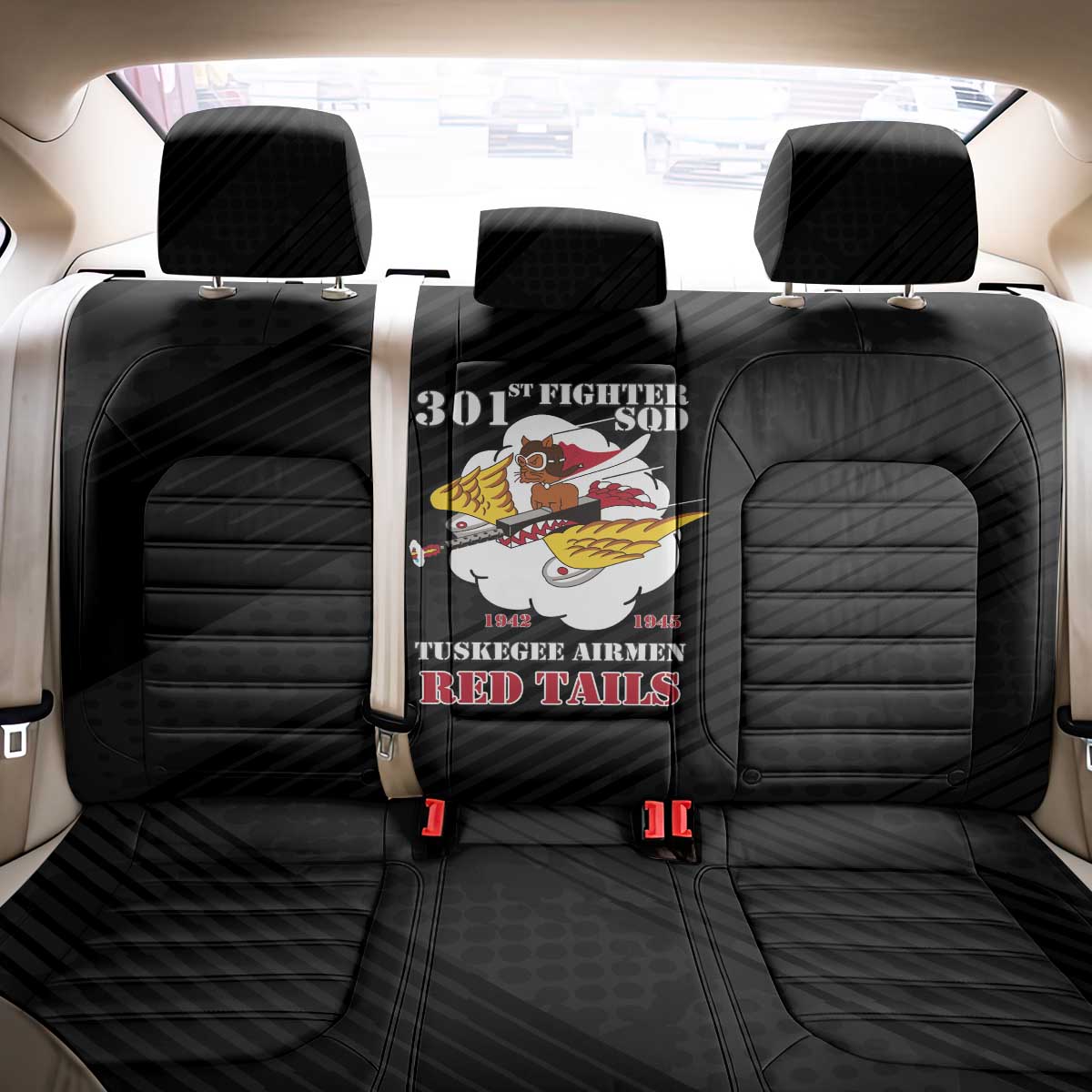 Tuskegee Airmen Red Tails Back Car Seat Cover 301st Fighter Squadron - Black - Wonder Print Shop