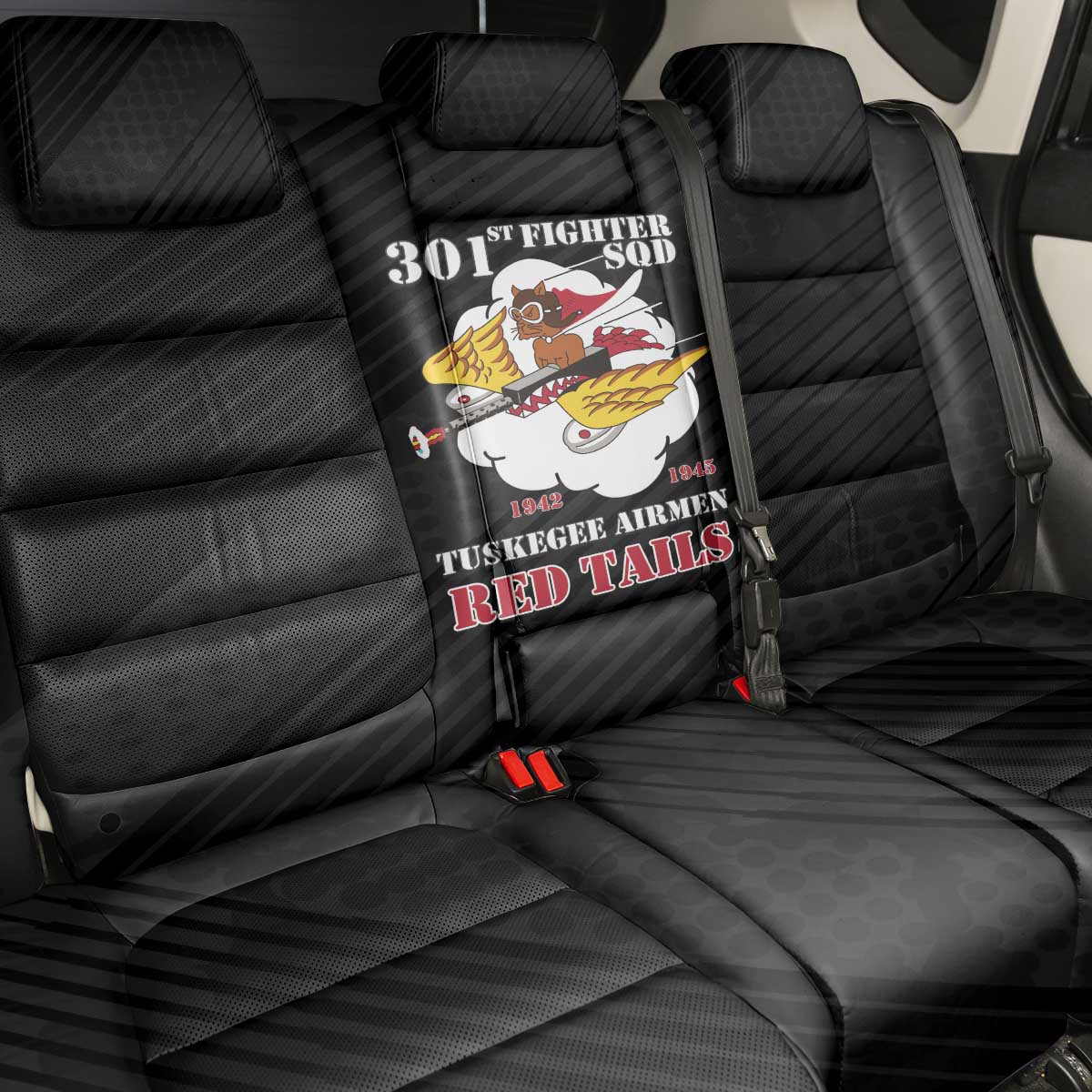 Tuskegee Airmen Red Tails Back Car Seat Cover 301st Fighter Squadron - Black - Wonder Print Shop