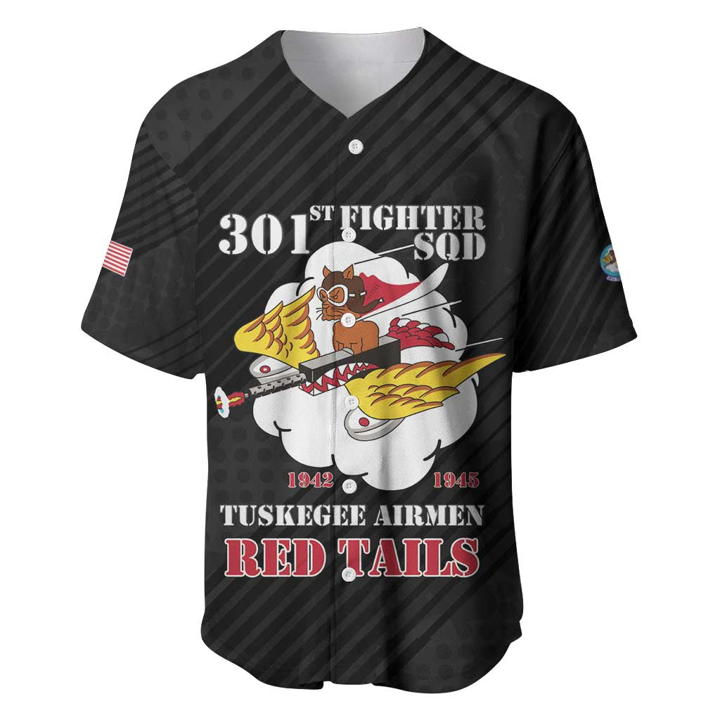 Personalized Tuskegee Airmen Red Tails Baseball Jersey 301st Fighter Squadron - Black - Wonder Print Shop