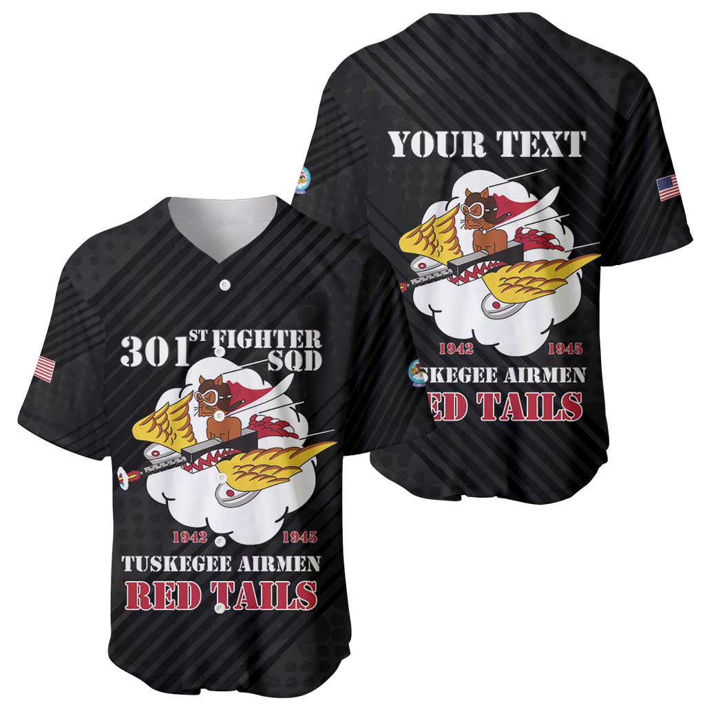 Personalized Tuskegee Airmen Red Tails Baseball Jersey 301st Fighter Squadron - Black - Wonder Print Shop