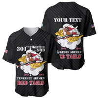 Personalized Tuskegee Airmen Red Tails Baseball Jersey 301st Fighter Squadron - Black - Wonder Print Shop