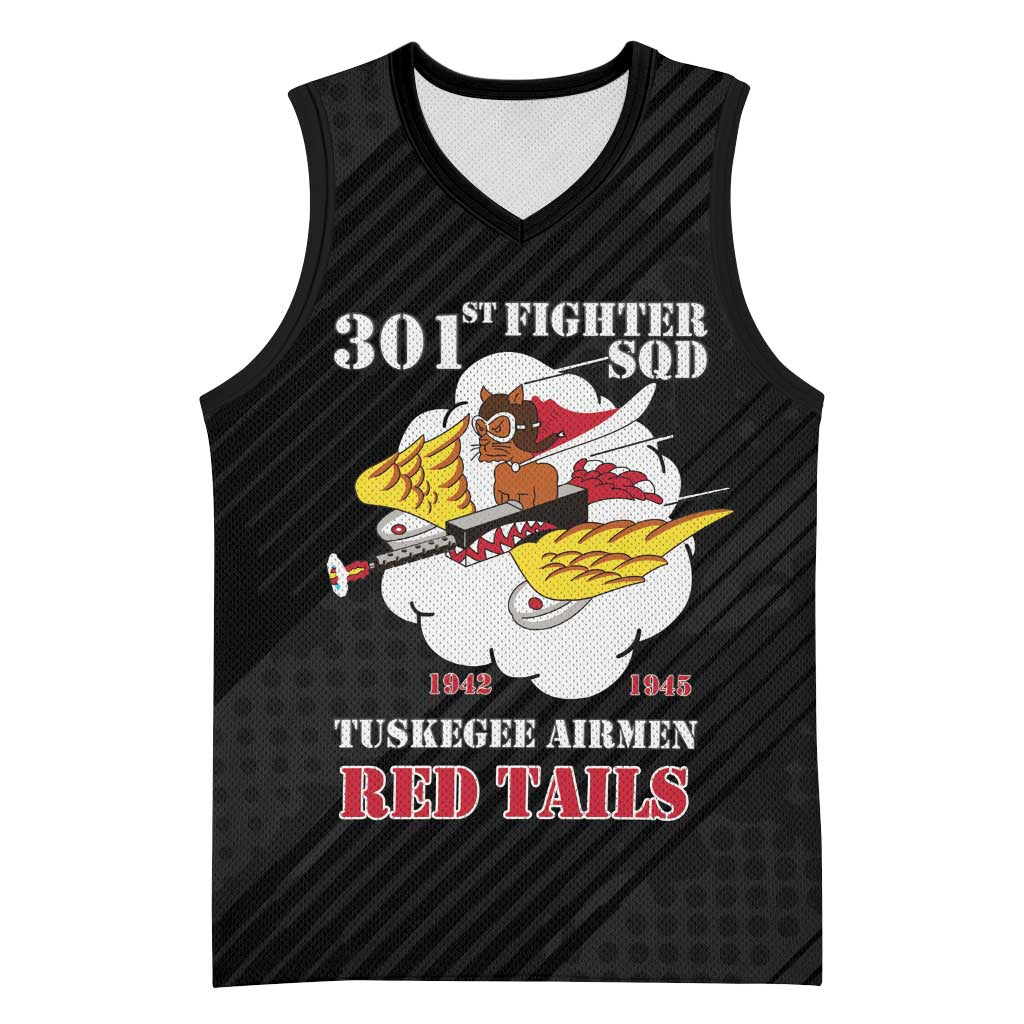 Personalized Tuskegee Airmen Red Tails Basketball Jersey 301st Fighter Squadron - Black - Wonder Print Shop