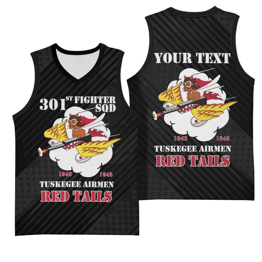 Personalized Tuskegee Airmen Red Tails Basketball Jersey 301st Fighter Squadron - Black - Wonder Print Shop