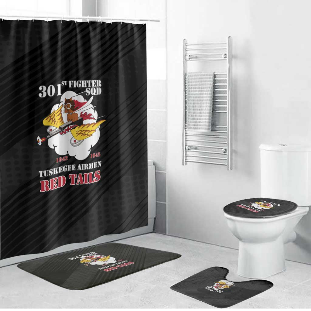 Tuskegee Airmen Red Tails Bathroom Set 301st Fighter Squadron - Black - Wonder Print Shop