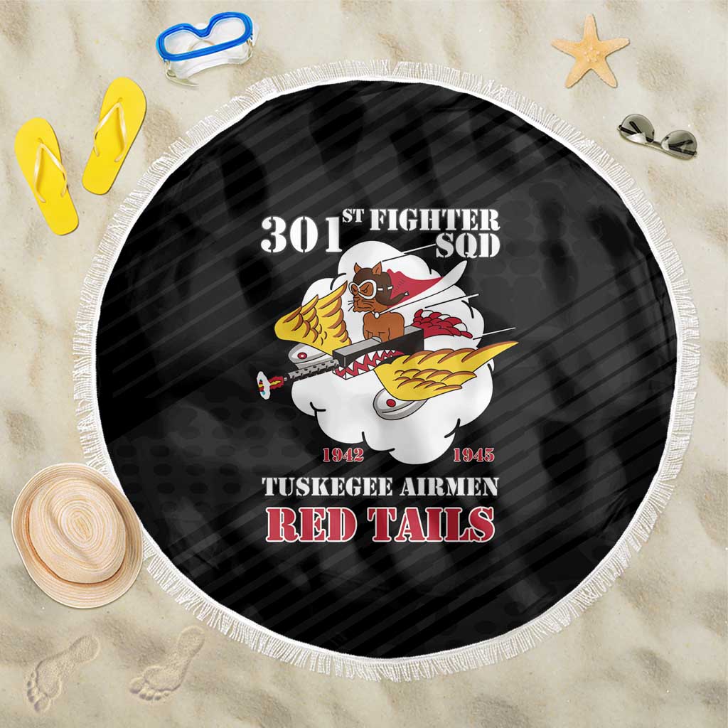 Tuskegee Airmen Red Tails Beach Blanket 301st Fighter Squadron - Black - Wonder Print Shop