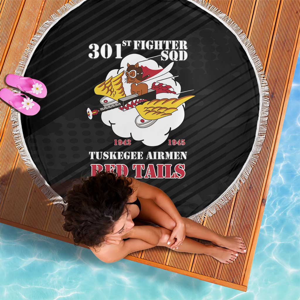Tuskegee Airmen Red Tails Beach Blanket 301st Fighter Squadron - Black - Wonder Print Shop