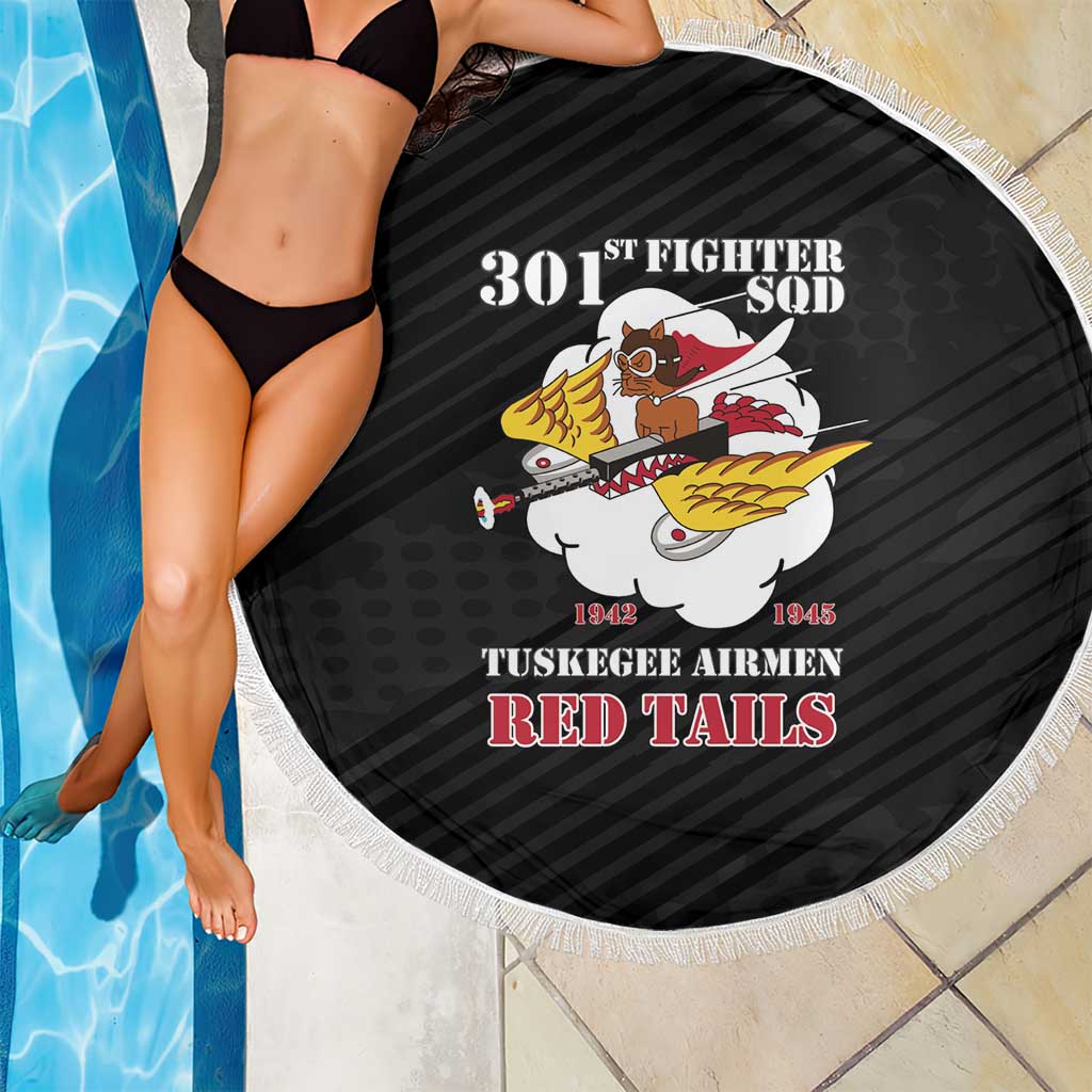Tuskegee Airmen Red Tails Beach Blanket 301st Fighter Squadron - Black - Wonder Print Shop