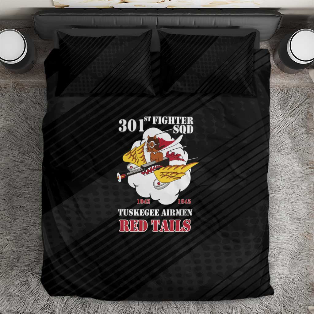Tuskegee Airmen Red Tails Bedding Set 301st Fighter Squadron - Black - Wonder Print Shop