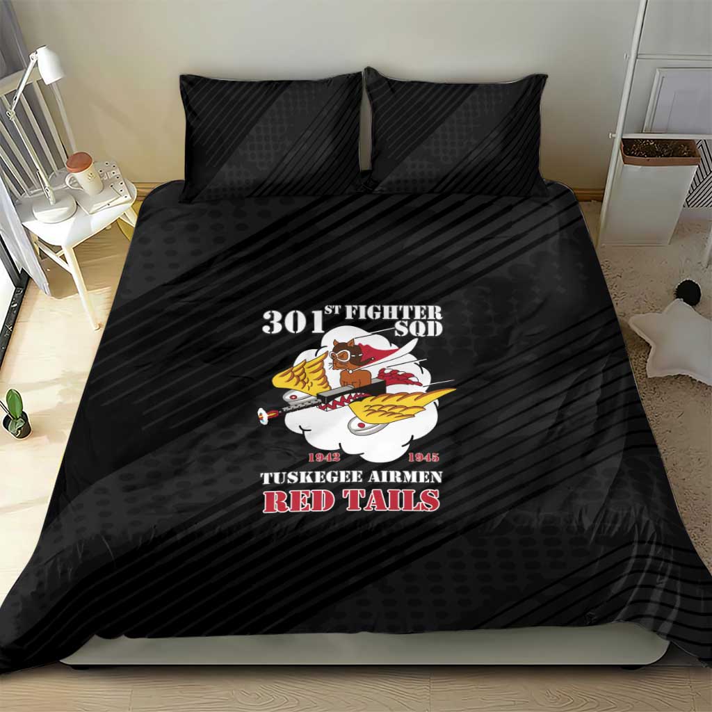 Tuskegee Airmen Red Tails Bedding Set 301st Fighter Squadron - Black - Wonder Print Shop