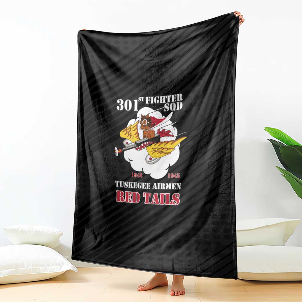 Tuskegee Airmen Red Tails Blanket 301st Fighter Squadron - Black - Wonder Print Shop
