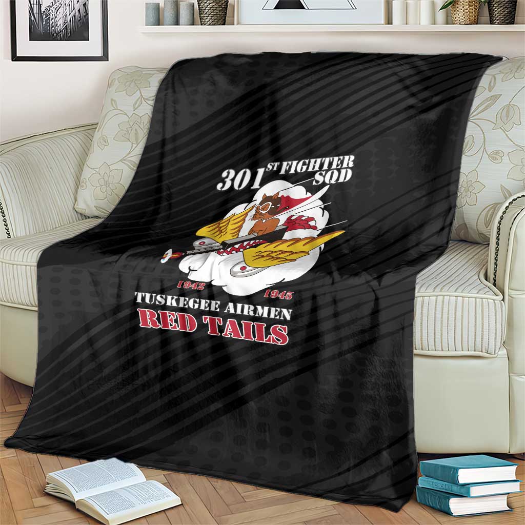 Tuskegee Airmen Red Tails Blanket 301st Fighter Squadron - Black - Wonder Print Shop