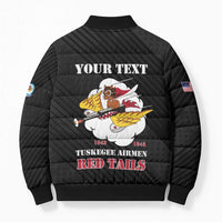 Personalized Tuskegee Airmen Red Tails Bomber Puffer Jacket 301st Fighter Squadron - Black - Wonder Print Shop