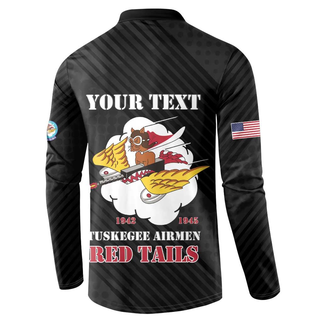 Personalized Tuskegee Airmen Red Tails Button Sweatshirt 301st Fighter Squadron - Black - Wonder Print Shop