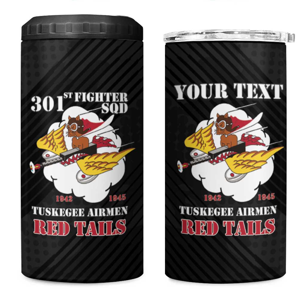 Personalized Tuskegee Airmen Red Tails 4 in 1 Can Cooler Tumbler 301st Fighter Squadron - Black - Wonder Print Shop