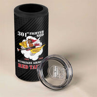 Personalized Tuskegee Airmen Red Tails 4 in 1 Can Cooler Tumbler 301st Fighter Squadron - Black - Wonder Print Shop